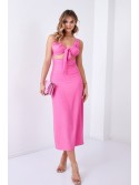 Summer dress with a tied neckline, dark pink 110525 - Online store - Boutique